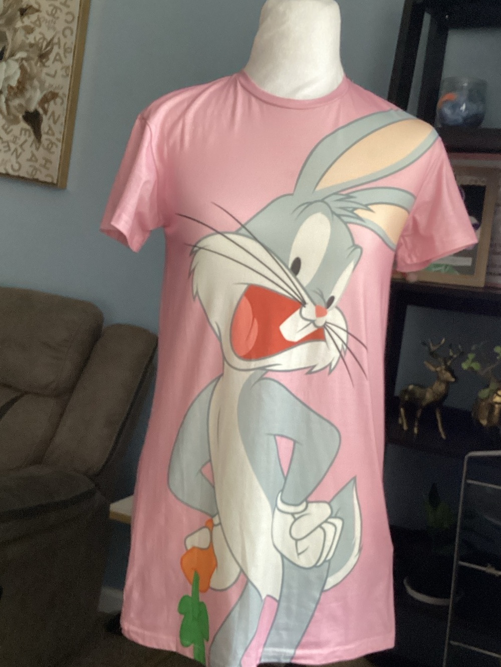 SHEIN Pink Bugs Bunny Graphic Kids Dress